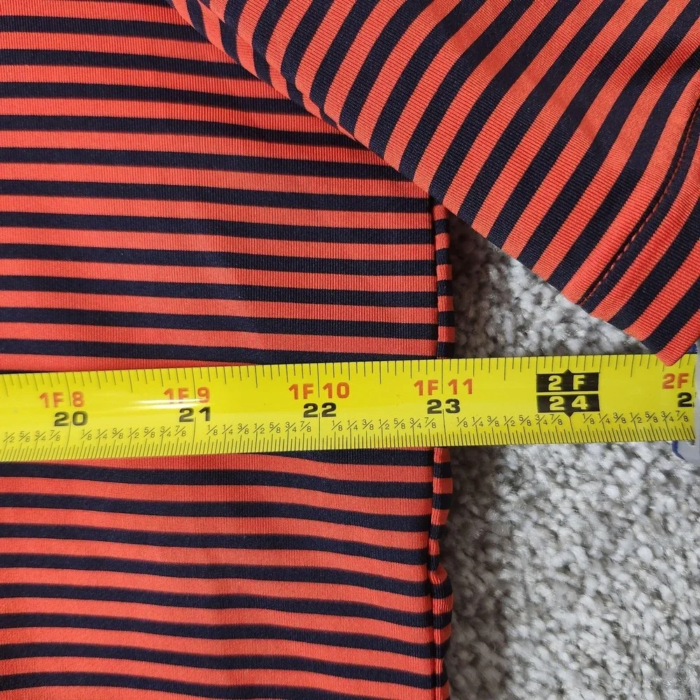 RLX Ralph Lauren Polo Shirt Mens Large Red Navy Striped Stretch Performance Golf